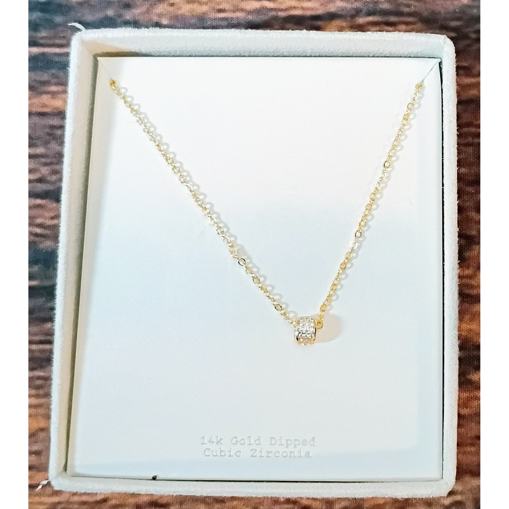 Target 14k Gold Dipped Cubic Zirconia Slider Cylinder Pendant Necklace‎ Gold